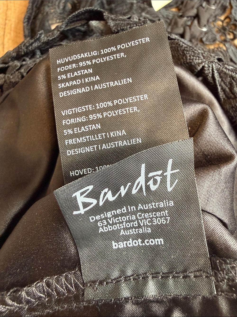 NWT Bardot PARIS Lace Sleeveless Cocktail Bodycon Black Mini Dress Size Small - Picture 16 of 16